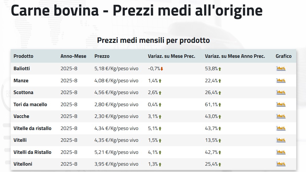 Prezzi Carne bovina - Ismea